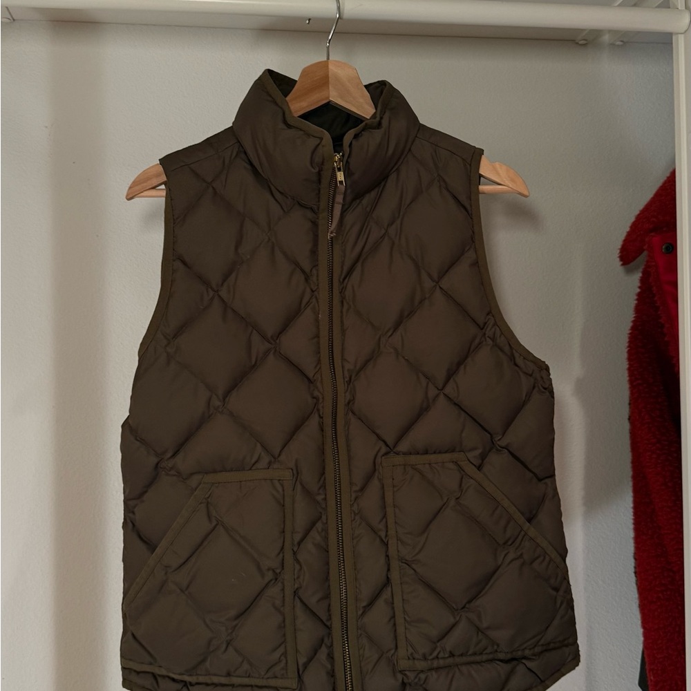 J. Crew Quilted Olive Down Vest - Picture 2 of 4
